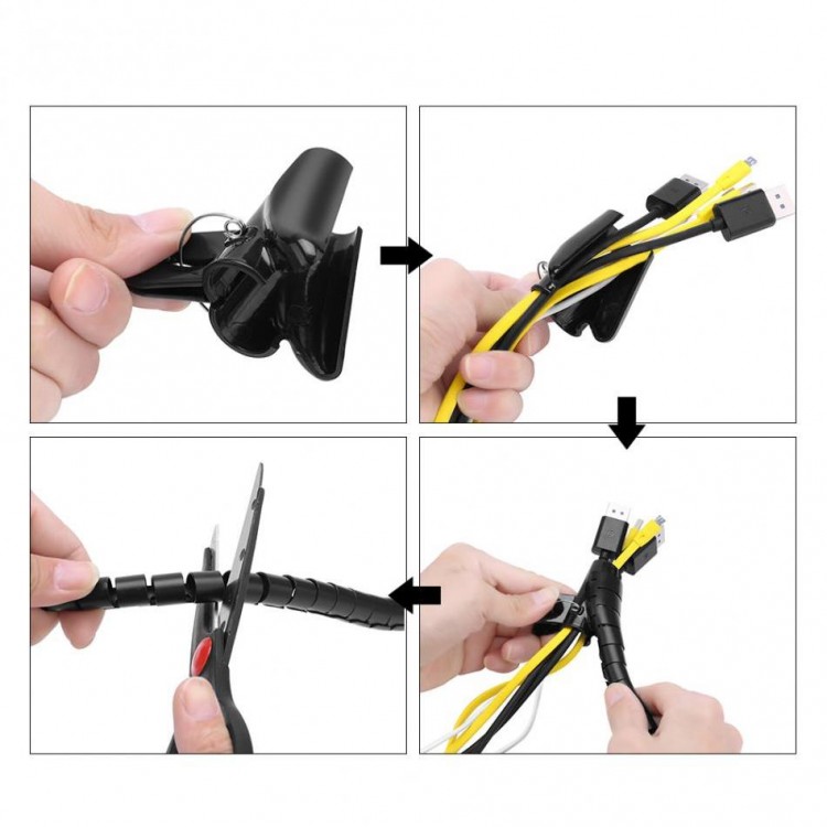 1.5 Metre Kablo Toplayıcı Düzenleyici Spiralli Toplama Kablosu Kablo Organizer Düzenleme Kablo Kanalı