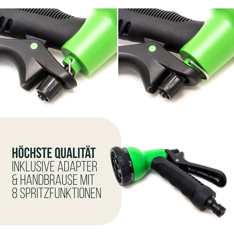 Esnek Bahçe Hortumu 30 Metre Bahçe Sulama Musluk Adaptörlü Esnek Hortum Yıkama Tabancası Hortum Set 8 Fonksiyonlu Sulama