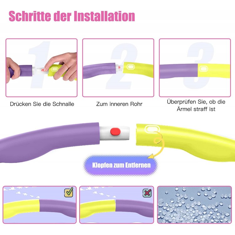 Egzersiz Çemberi 8 Parçalı Ayarlanabilir Ağırlıklı 1KG 72/85/95 cm Bel Bölgesi Spor Aleti