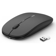 Kablosuz Şarj Edilebilir Sessiz Mini Mouse USB Optik Fare - Siyah