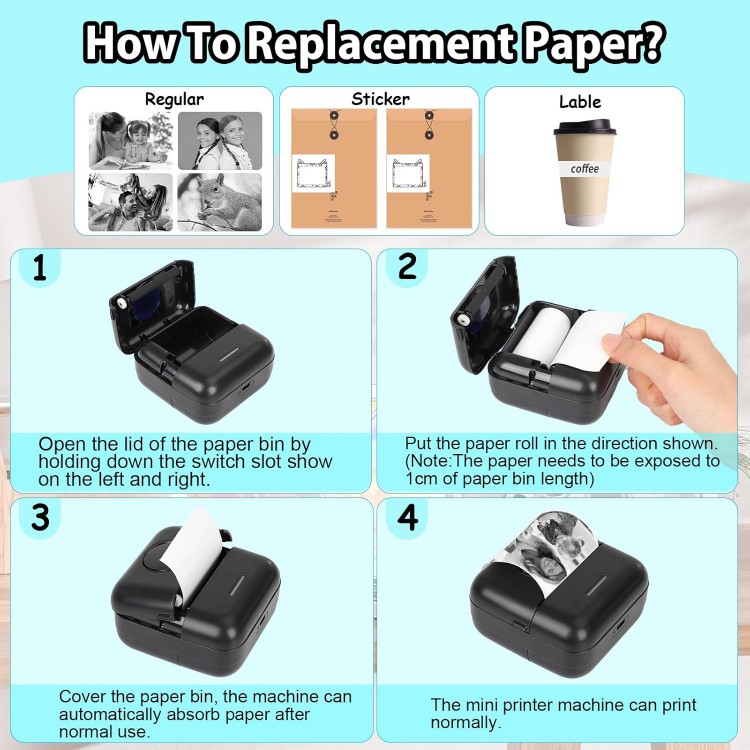 Mini Fotoğraf Resim Yazıcı Kablosuz Etiket Yazıcı Baskı Makinesi Ios Android Uyumlu Termal Printer Mini Fotoğraf Resim Yazıcı Kablosuz Etiket Yazıcı Baskı Makinesi Ios Android Uyumlu Termal Printer