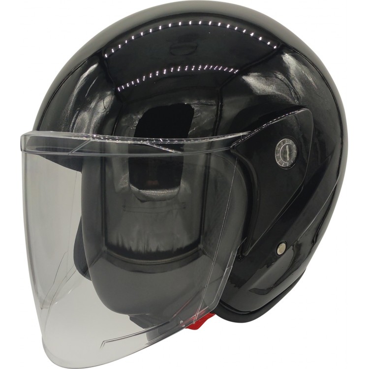Motosiklet Kaskı Parlak Siyah Motor Kask Yarım Açık Kask Geniş Açı Abs Kabuk Malzeme Motor Kask L-XL