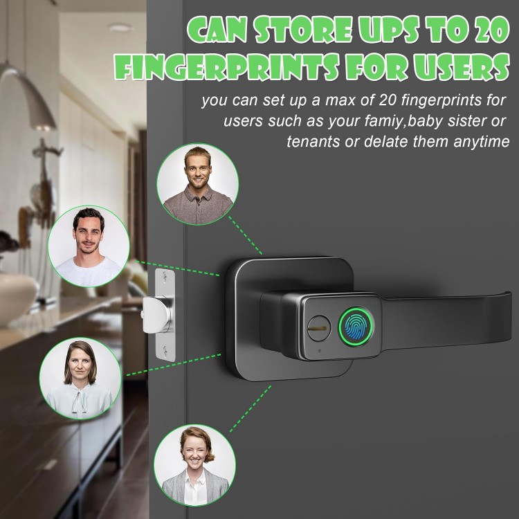Parmak İzi Akıllı WiFi Kilit App Kontrol Bluetooth Dokunmatik Kapı Kilidi Parmak İzi Kapı Kolu
