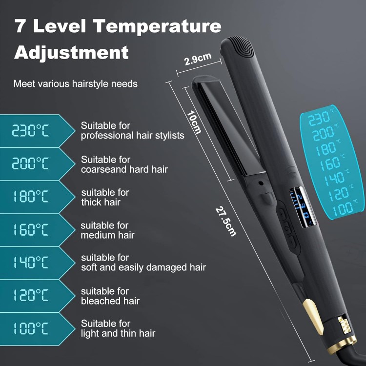 Saç Düzleştirici Maşa 2'si 1 arada Saç Düzleştirici Saç Maşası 7 Sıcaklık Kademesi 100 / 230℃ Ayarlı Saç Düzleştirici Maşa 2'si 1 arada Saç Düzleştirici Saç Maşası 7 Sıcaklık Kademesi 100 / 230℃ Ayarlı